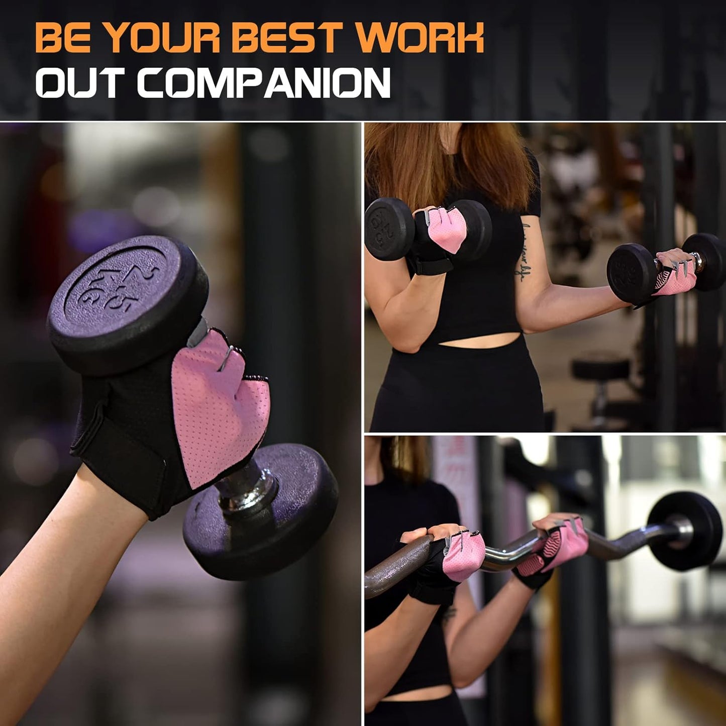 Gym Gloves - Fingerless, Breathable Workout Gloves for Weightlifting, Cycling & More