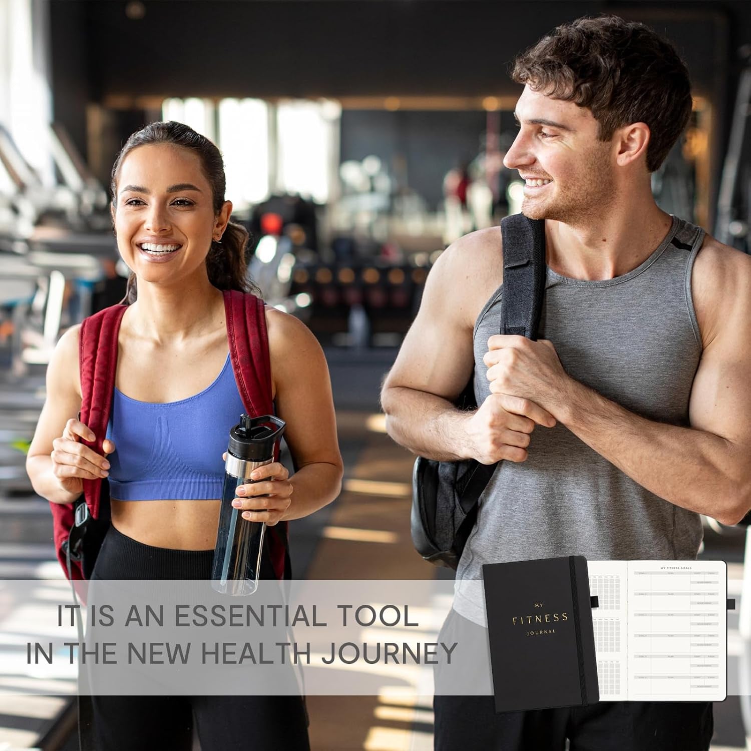Fitness Journal for Men & Women, Workout Log Book Planner with Daily Diet & Gym Exercise, Trainning Trackers- Undated, A5 Size, Leather Hardcover(Black)