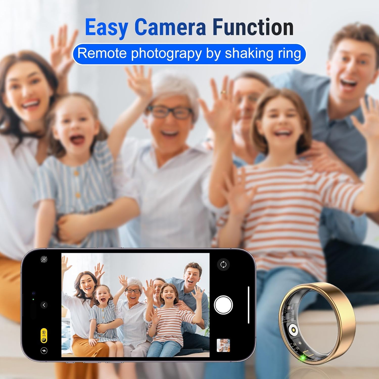 Smart Ring Fitness Tracker Ring for Women,Health Heart Rate Ring with Activity Tracker, Sleep Monitor and Oximeter, No Subscription Fee, Home Care, Remote Photography, IP68 Waterproof
