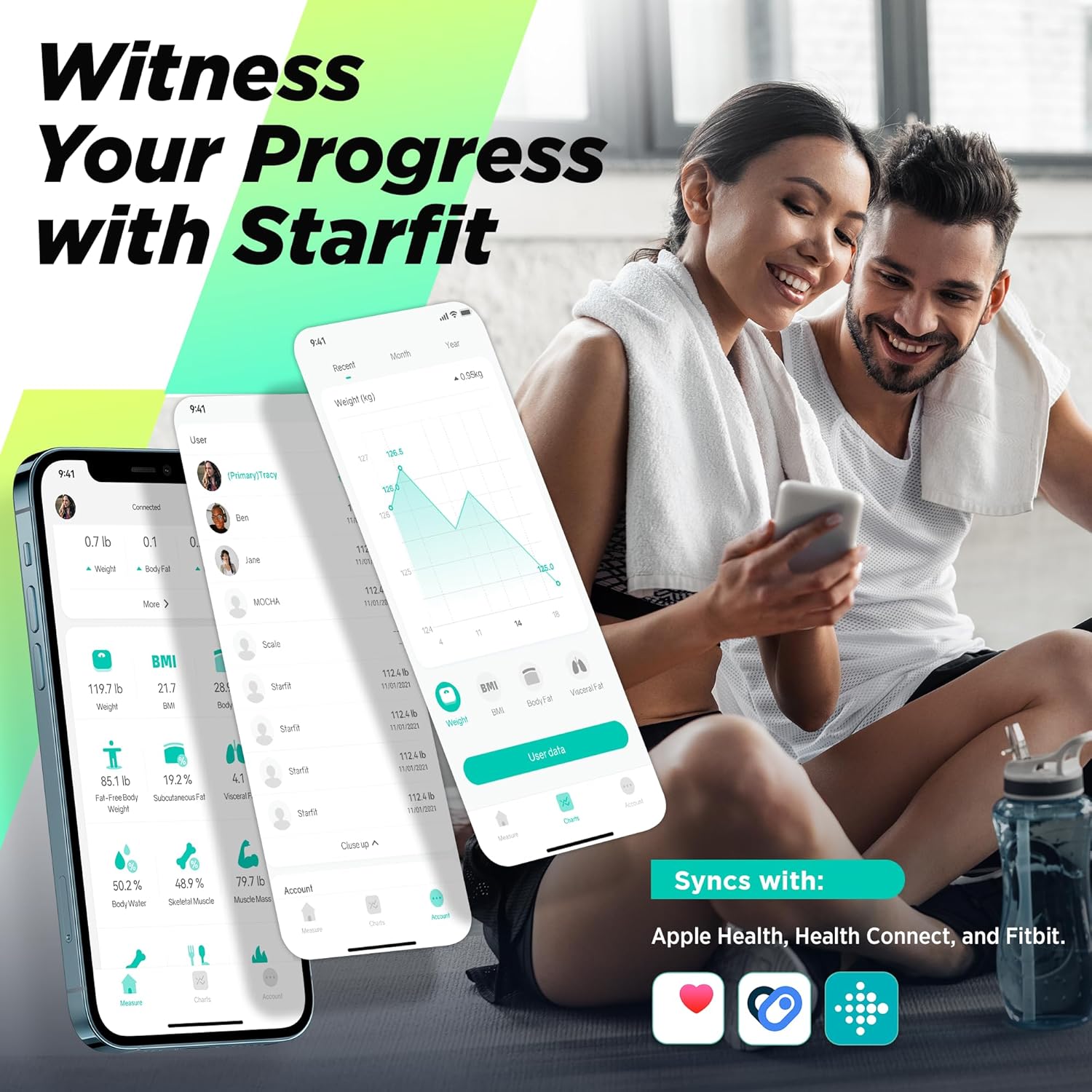 Smart Scale for Body Weight and Fat Percentage, High Accuracy Digital Bathroom Scale with Large Display for BMI Heart Rate 15 Body Composition Analyzer Sync with Fitness App 400Lb