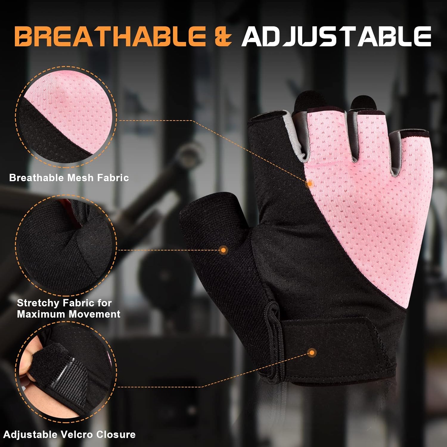 Gym Gloves - Fingerless, Breathable Workout Gloves for Weightlifting, Cycling & More