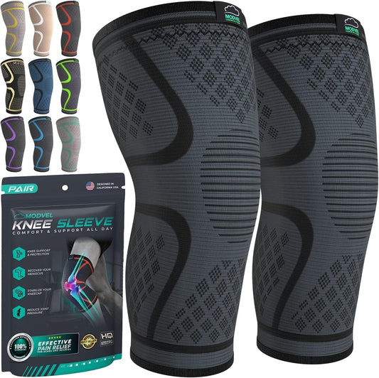 Compression Knee Brace for Women & Men, 2-Pack Knee Brace for Running Knee Pain, Knee Support Compression Sleeve, Workout Sports Knee Braces for Meniscus Tear, ACL & Arthritis Pain Relief