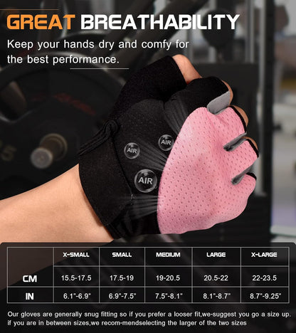 Gym Gloves - Fingerless, Breathable Workout Gloves for Weightlifting, Cycling & More