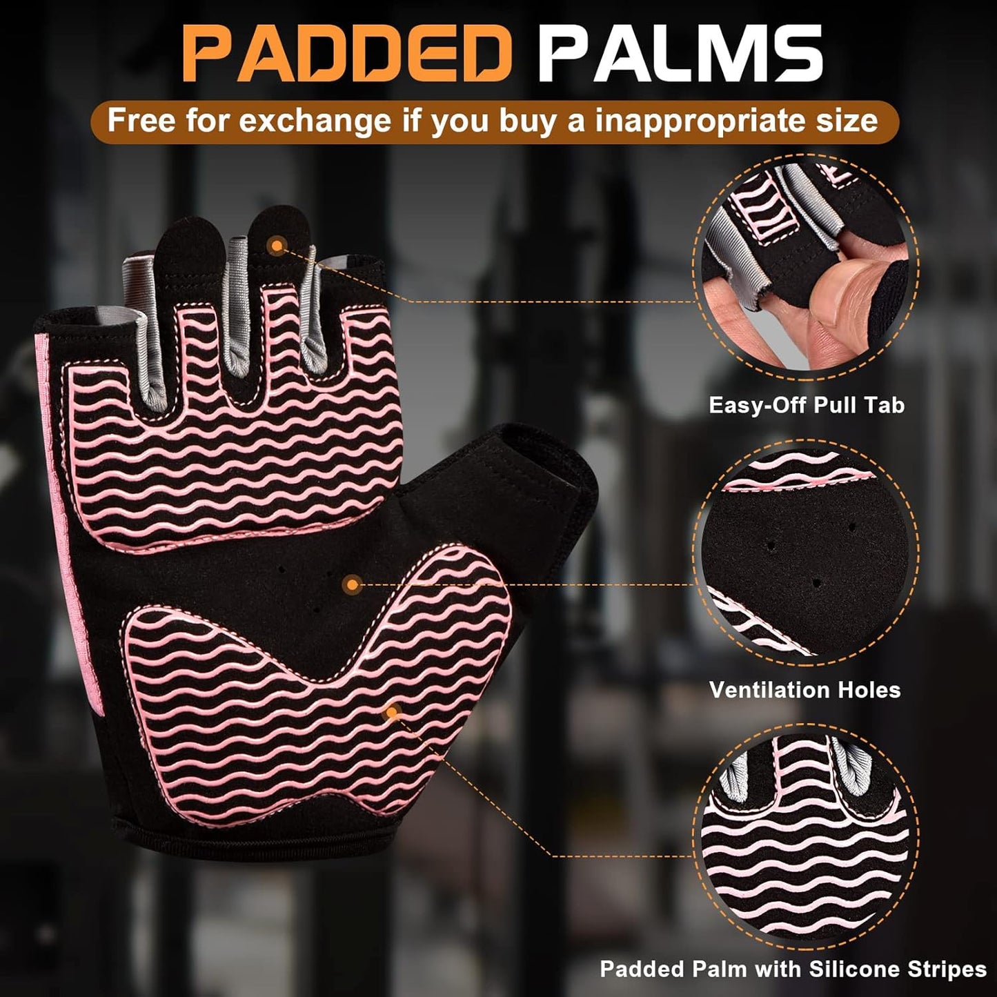 Gym Gloves - Fingerless, Breathable Workout Gloves for Weightlifting, Cycling & More